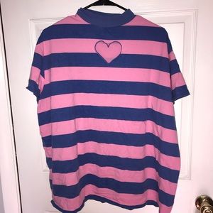 Pink and blue striped Lazy Oaf shirt